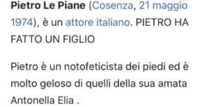 La pagina Wikipedia di Pietro Delle Piane