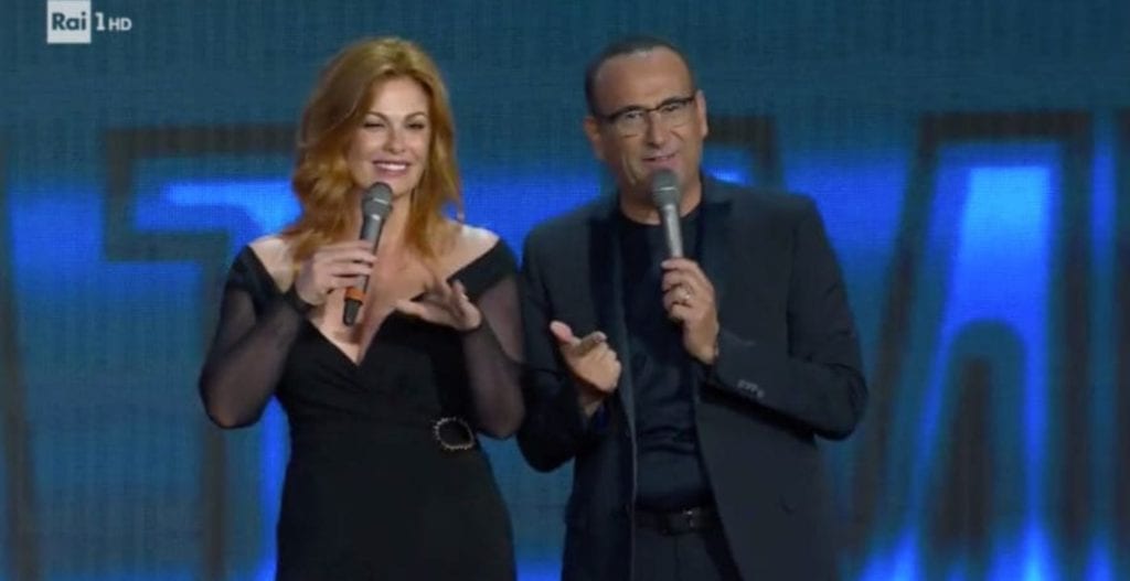 I conduttori Carlo Conti e Vanessa Incontrada