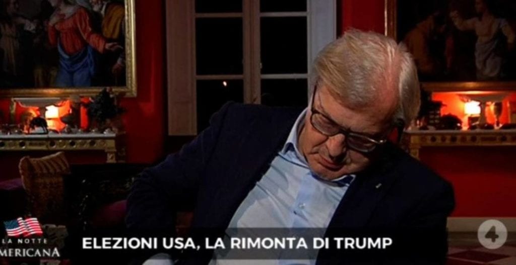 Vittorio Sgarbi elezioni si addormenta